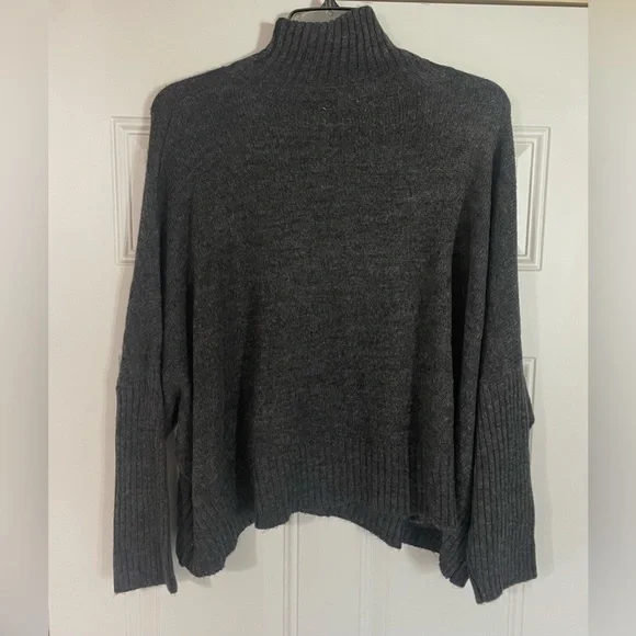 World Market Grey High Neck Chunky Sweater One Size Neutral Staple Lagenlook - Picture 5 of 6